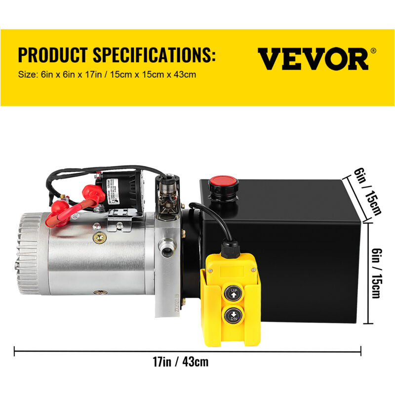 VEVOR 12V 8L Pompe Hydraulique Simple Effet avec Réservoir en Plastique  Remorque Auto