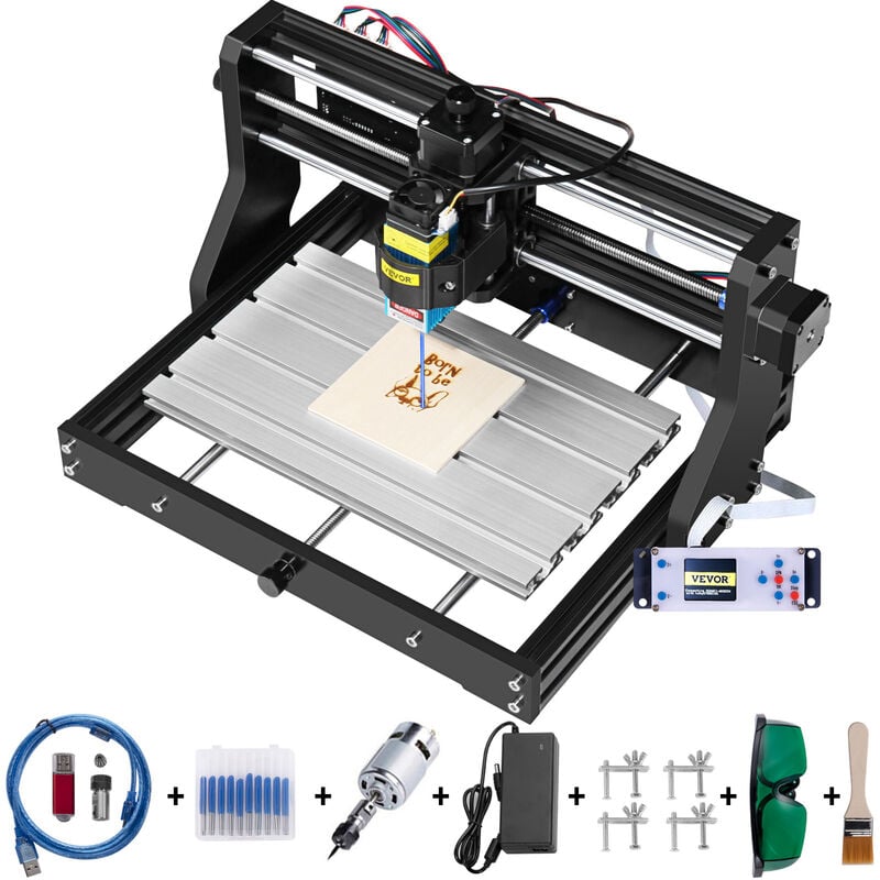 VEVOR Kit De Routeur Avec Graveur Laser CNC 300 x 180 MM, DIY Kit De Gravure  3 Axes, Fraiseuse de Contrôle Tableau de Contrôle GRBL, Gravure au Laser  pour PCB PVB Bois