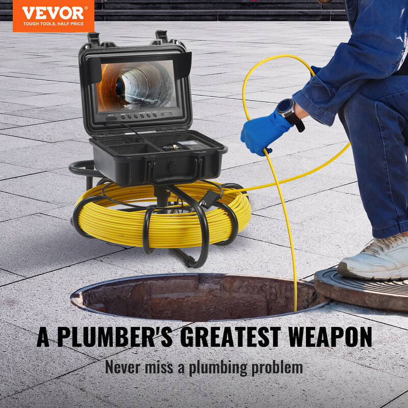Caméra Inspection Canalisation VEVOR 30m - Écran 9" - Auto-nivellement - IP68 - Émetteur 512Hz - Professionnel