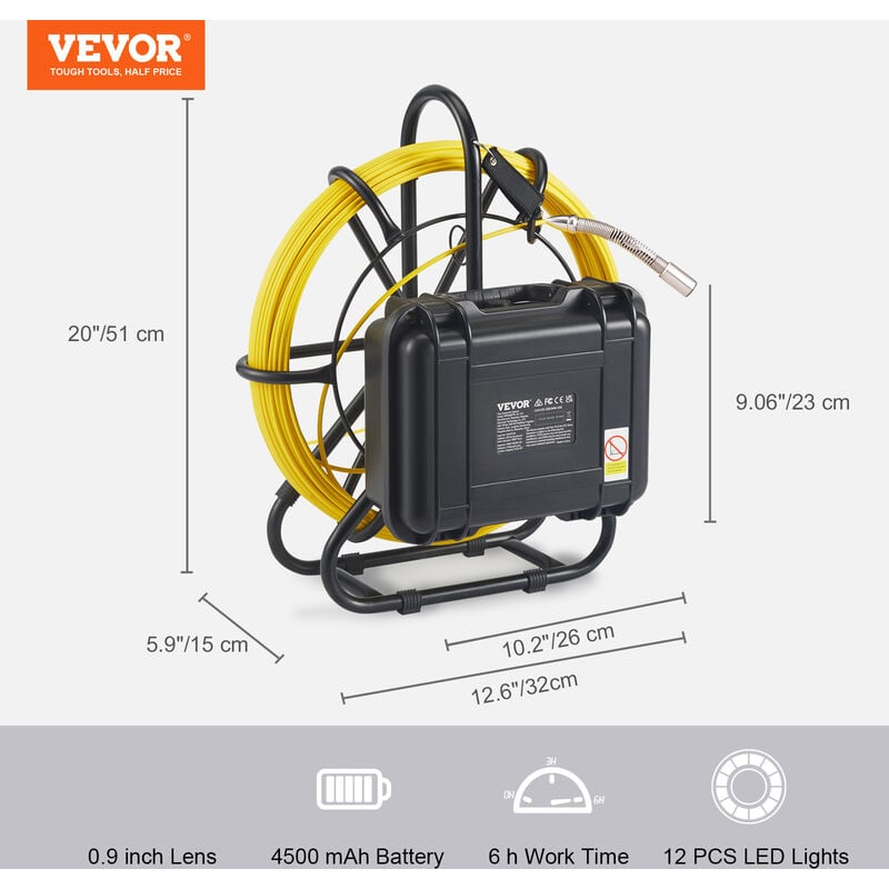 VEVOR Camera Inspection Canalisation 50 m Camera Endoscopique