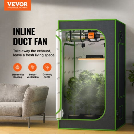 VEVOR Ventilateur deExtraction 150 mm Extracteur deAir Conduit 683 m³/h 38 W Regulateur Temperature Humidite Silencieux Moteur Electrique pour Refroidissement Tentes Croissance Cultures Hydroponiques