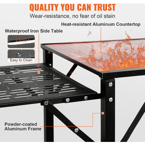 Cuisine De Camping Pliable VEVOR - 120x47x70 Cm - Structure Aluminium - Hauteur Réglable - 2 Compartiments - Sac De Transport