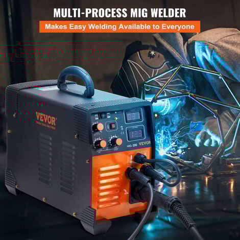 VEVOR Poste a Souder MIG-200 Poste a Souder MIG MMA TIG 200 A Poste de Soudage Portable Soudeuse Inverseur a Fil Fourre Machine a Souder 3 en 1 Equipement pour Soudage Acier au Carbone Fer Acier Inox