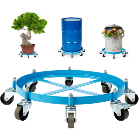Mophorn diable à baril robuste de 55 gallons，capacité de charge de 2000 lb,chariot à baril,cadre en acier avec 8 roulettes pivotantes,diable antibasculement pour la manutention des barils en entrepôt