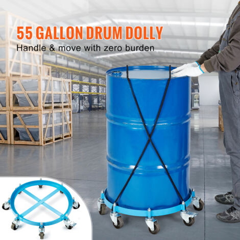 Mophorn diable à baril robuste de 55 gallons，capacité de charge de 2000 lb,chariot à baril,cadre en acier avec 8 roulettes pivotantes,diable antibasculement pour la manutention des barils en entrepôt