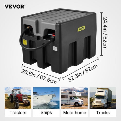 VEVOR Reservoir Diesel Portable 220 L Cuve de Ravitaillement Noire avec  Pompe de Transfert 12 V