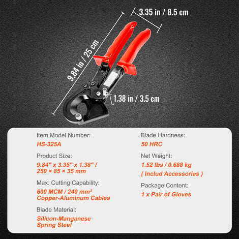 240mm Ratchet Cable Cutter Outil à main professionnel de coupe de