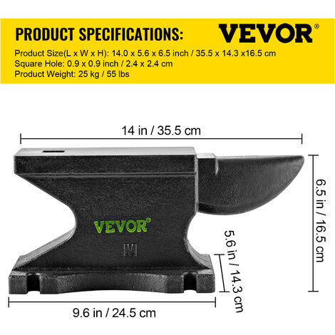 Enclume De Forge En Fonte VEVOR 11 Kg - Dimensions 32x14x18 Cm - Bleue - Neuf