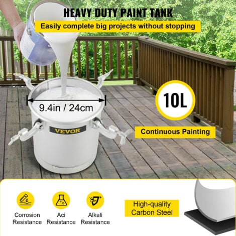 VEVOR Reservoir de Peinture sous Pression 10 L avec Pistolet de Pulverisation, Pot de Peinture sous Haute Pression avec 2 Tuyaux de 3 m, Forte Capacite deEtancheite Seau Pulverisateur pour Peinture