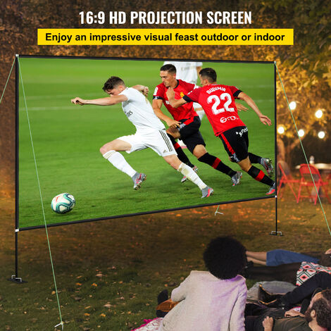 VEVOR Ecran de Projection avec Support 150" 381 cm Toile de Projection sur Pied HD 16:9 336x190 cm Ecran de Projecteur en Alu Vision Large 160° Portable Presentation Salle Multimedia Cinema Plein Air