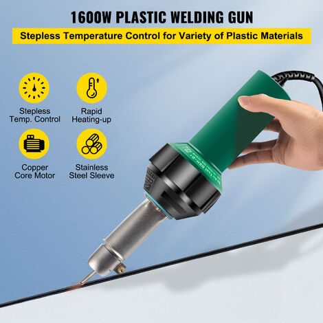 Pistolet à Souder Plastique 1600W - Torche Air Chaud 30-700°C Avec Kit Complet Pour Soudage Sol Et Réparations