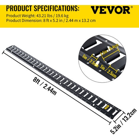 VEVOR E-Track Kit deArrimage 4 Pieces Rails deArrimage de 2,44 m