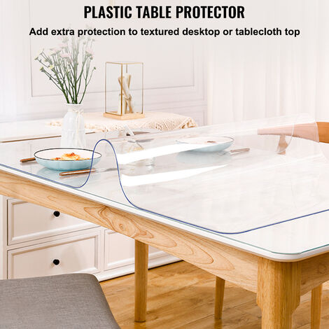 VEVOR Nappe PVC Rectangulaire Transparente 2 mm Nappe de Protection  Impermeable Epaisse pour Table de Cuisine