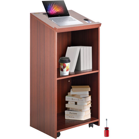 VEVOR Pupitre De Conférence Bois MDF 40x60x120 Cm – Lutrin Sur Roulettes Avec Étagère – Idéal École, Église, Restaurant