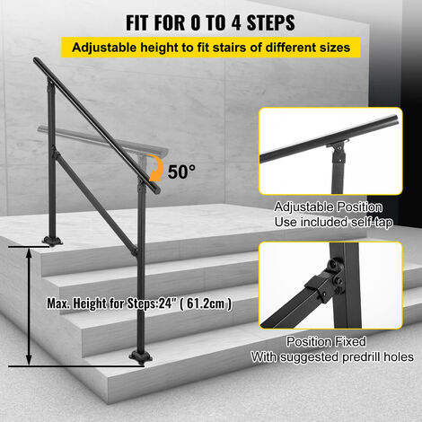 Main Courante En Fer Pour Escalier – 1 à 3 Marches, Usage Intérieur/extérieur