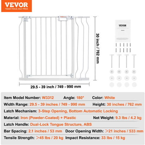 VEVOR Barrière de Sécurité Extensible 75-135 cm Hauteur de 76 cm