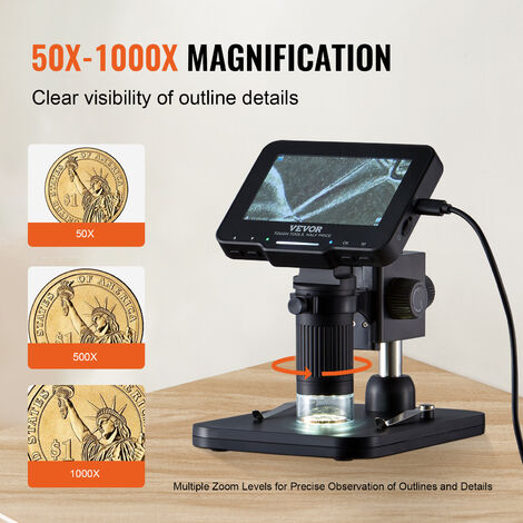 Microscope numérique avec écran LCD grossissement 50 à 1000X, avec