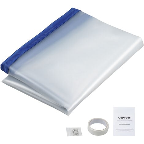 VEVOR Porte Anti-Poussiere 2,6 x 1,52 m Kit Barriere Anti-Poussiere avec Fermeture Eclair Magnetique et Bande Adhesive Double-Face pour Renovation Transformation Assainissement Construction Chantier