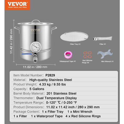 Seau de Fermentation 50 L Cuve de Fermentation en Acier Inox Seau