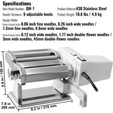 Machine à Pâtes Manuelle VEVOR Acier Inox 9 Épaisseurs - Spaghettis Ravioli Et Boulettes