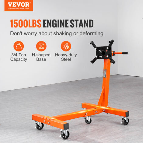 VEVOR Support Moteur d'Atelier 680 kg Stand de Moteur en Acier Pliable  Mobile Roue Verrouillable Lève-Moteur Rotatif 360° 6 Points d'Ancrage  Réglables en Inclinaison pour Travaux sur Moteurs Démontés