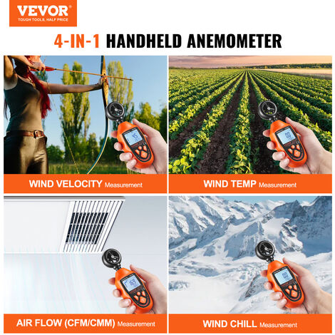 Anémomètre Numérique VEVOR Bluetooth – Mesure Vent Et Température – écran LED – Neuf