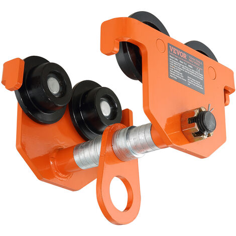 VEVOR Chariot Porte-palan Capacite de Charge 1 T Chariot a Poutre de Poussee Largeur Reglable de 63,5-203,2 mm Chariot a Palan de Garage en Acier Allie avec Roues pour Poutres en I Droite et Courbee