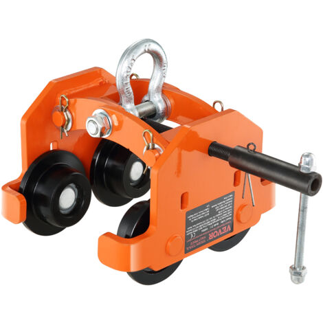 VEVOR Chariot Porte-palan Capacite de Charge 2 T Chariot a Poutre de Poussee Largeur Reglable de 71-170,2 mm Chariot a Palan de Garage en Acier Allie avec Roues pour Poutres en I Droite et Courbee