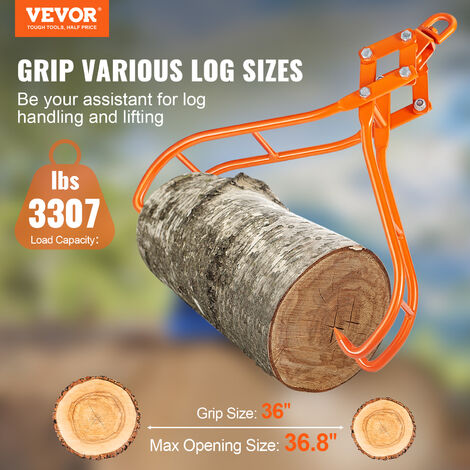Pince Forestière Pour Troncs D'arbres, Capacité De Charge 1000 Kg, Pince à Bois, Pince De Levage Pour Remorquage De Camions, VTT, Tracteurs, Skieurs, Ouverture Des Mâchoires 0-76 Cm