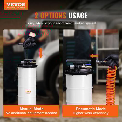 VEVOR Extracteur de Fluide 6,5 L Pompe a Vide deAspiration Vidange Huile Moteur Pneumatique/Manuel avec Jauge et Tuyau deAspiration Changement deHuile pour Evacuation des Fluides Automobiles sous Vide