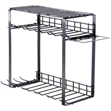 Kit De 2 Supports Muraux Pour Outils - 40 Cm, 33 Trous (A:14xØ22mm, B:19 Trous), Acier Carbone Noir, Vis Incluses