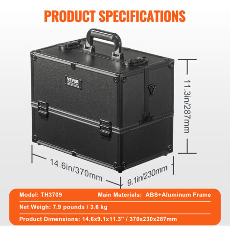 Valise Maquillage Professionnelle 6 Roues - Trolley Portable Avec Compartiments - Noir - Pour Coiffure/Beauté
