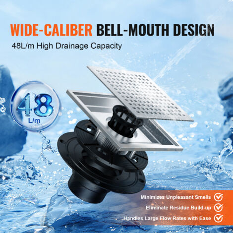 Caniveau Douche Italienne Linéaire 609 Mm – Grille Carrée Acier Inox 304 Brossé, Drainage 42,5 L/min, VEVOR