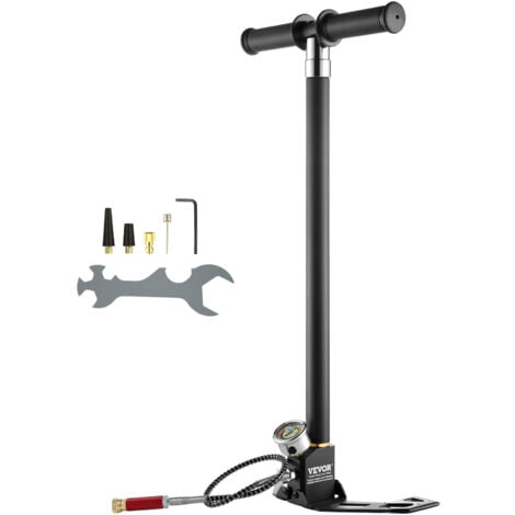 VEVOR Pompe a Main PCP 4 Etages Pompe a Carabine a Air PCP 4500 PSI Haute Pression 30 MPa Manometre a Filtre Huile-Humidite, Acier Inox pour Pistolets a Air Comprime, Reservoir de Plongee, Paintball