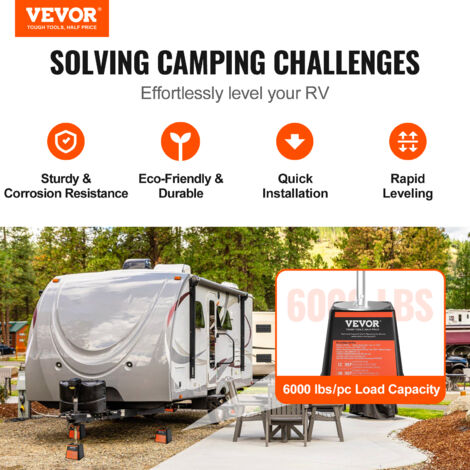 VEVOR Lot de 4 Blocs de Nivellement pour Camping-car, Capacite de 2,7 T par Bloc, Supports Stabilisateurs pour Caravane en Polypropylene Resistant, Accessoires de Voyage pour Camping-car Remorque