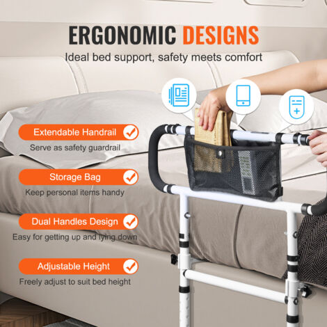 Barrière De Lit Réglable Pour Adultes Et Personnes âgées - Protection Anti-chute - Hauteur Ajustable 83-113cm