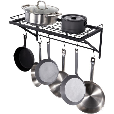 Rack Extensible Pour Poêles Et Casseroles - 58,5 X 18 X 21 Cm, Capacité 8 Assiettes, En Fer Et Caoutchouc