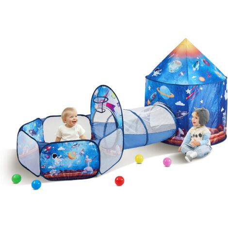 Tente De Jeu Pour Enfants 3-en-1 Avec Tunnel - Thème étoiles Bleues, Marque Benebomo - Neuf, Facile à Monter