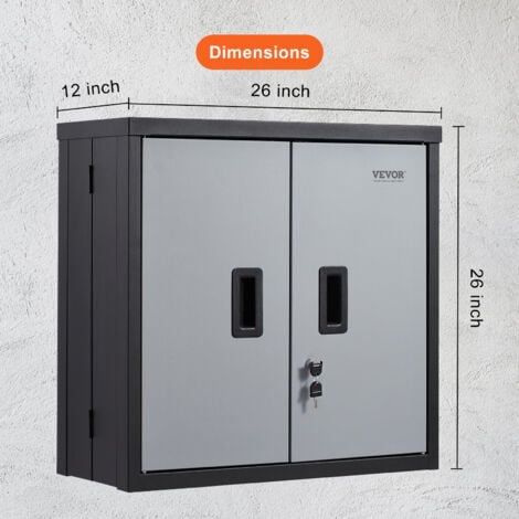 VEVOR Armoire de Rangement Garage, Armoire Murale a Outils Pliable 66,5 cm Capacite de Charge Totale 108,8 kg Etagere Reglable Porte Magnetique pour Bureau, Atelier, Garage, Entrepot, Maison, Noir