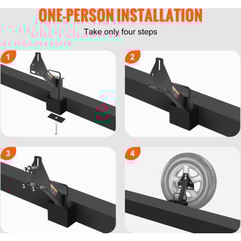 VEVOR Support Roue de Secours Remorque, Porte-pneu de Secours de Remorque Charge 73 kg Accessoires Nombreux pour Plupart des Roues a 4, 5, 6 et 8 Boulons sur 4", 4,25", 4,5", 4,75", 5", 5,5", 6", 6,5"