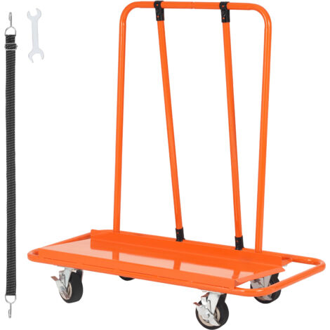 VEVOR Chariot Porte-plaques de Platre 1360 kg Chariot Panneaux pour Cloisons Seches Plateforme 1150x555 mm Roues Pivotantes Verrouillables Manutention pour Bois Construction, Garage, Maison, Entrepot