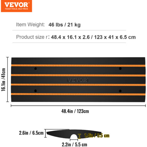 Rampe Modulaire VEVOR Pour Fauteuil Roulant - Hauteur 15.2 Cm - Capacité 362.8 Kg - Aluminium Antidérapant