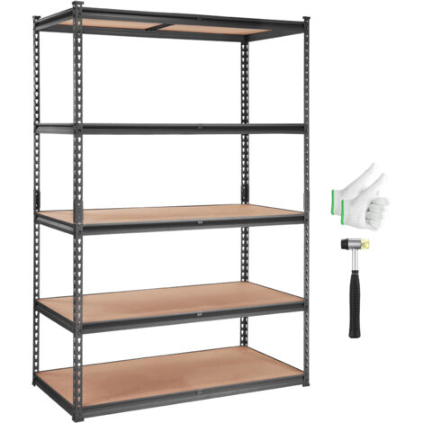 Étagère De Rangement Garage 5 Niveaux - Métallique Clipsable, Charge Lourde Jusqu'à 875kg