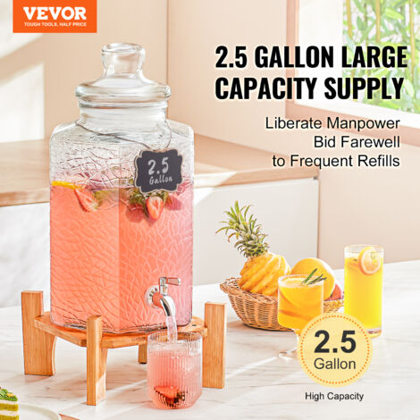 Distributeur De Boissons 4L Avec Support - En Verre - Robinet Anti-Fuite - Pour Fêtes