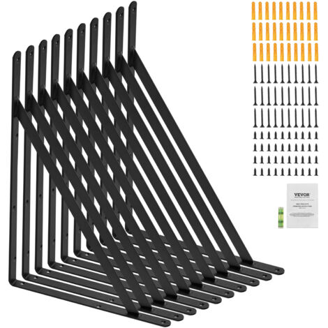 Supports D'étagères Flottants VEVOR - Lot De 6 - Acier Carbone - Charge Max 160 Lb - Dimensions 210x100x45 Mm