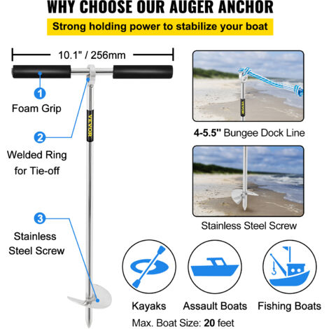 Ancre à Sable 45cm Acier Inox 316 - Pour Jet Ski, Bateau, Kayak