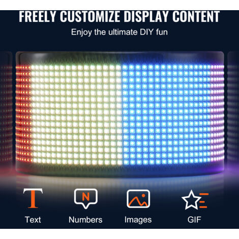 Panneau LED Flexible Programmable 17,3x7cm - Contrôle Par Appli Bluetooth, étanche IP65 - Pour Voiture, Boutique, Bar (alimentation USB) - 8