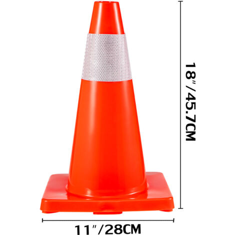 Lot De 20 Cônes De Signalisation VEVOR 45cm - Base PVC, Réfléchissants, Pour Chantier