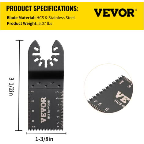 VEVOR Kit Scie a Outil Oscillant 45 - 47 HRC Lame Outil Multifonction Oscillante Lame de Scie de 34,92 mm Lame de Scie Oscillante 100 PCS Coupe Precise et Rapide pour Faciliter le Processus de Coupe