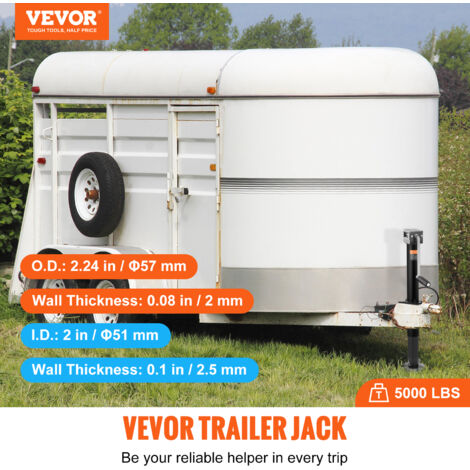 VEVOR Cric de remorque avec cadre en A, capacite de poids 2268 kg, support de remorque avec poignee pour soulever remorque de camping-car, remorque a chevaux, remorque utilitaire, remorque de yacht